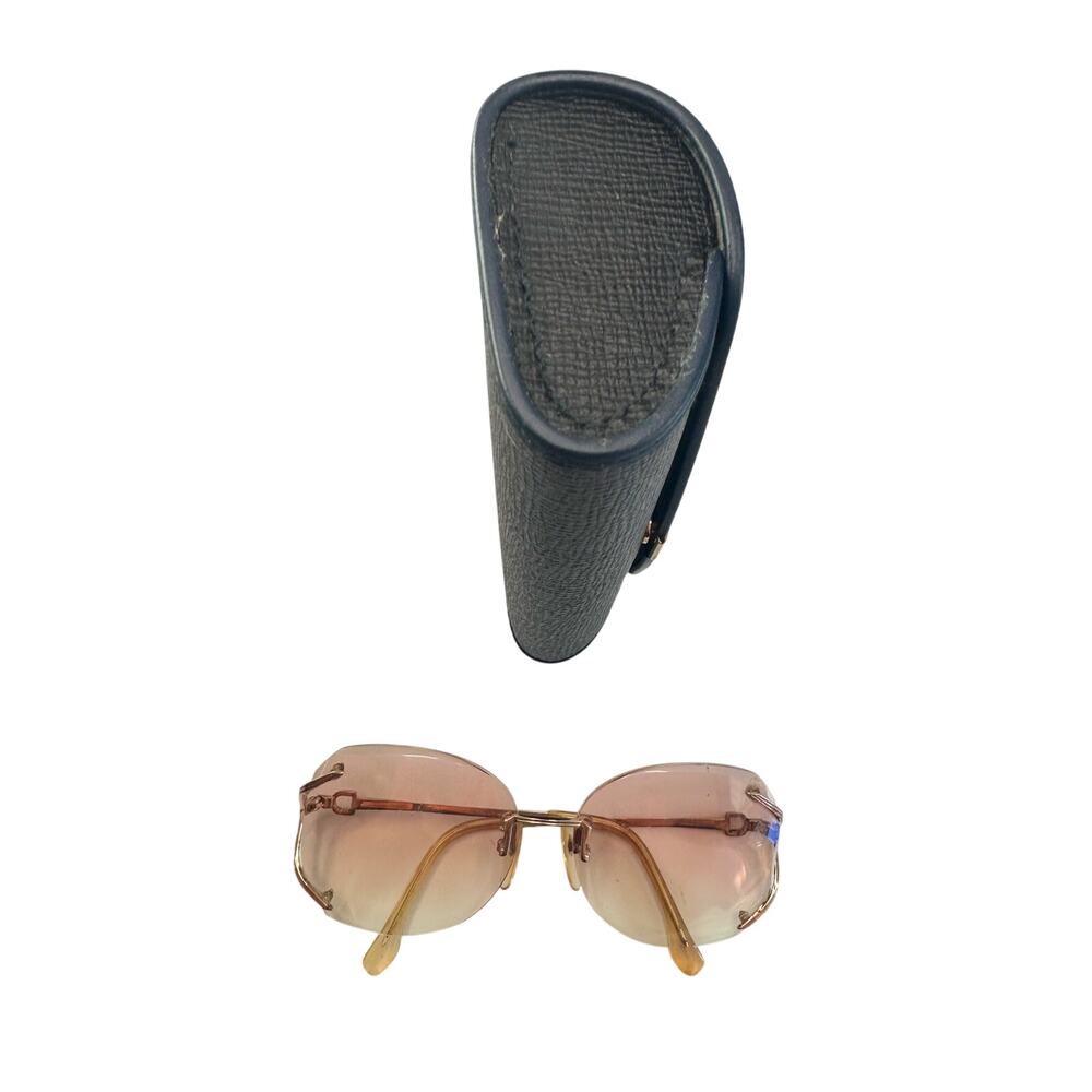 YSL - Yves Saint Laurent Amber / Rose Colored Rimless Sunglasses with Case - Picture 16 of 16